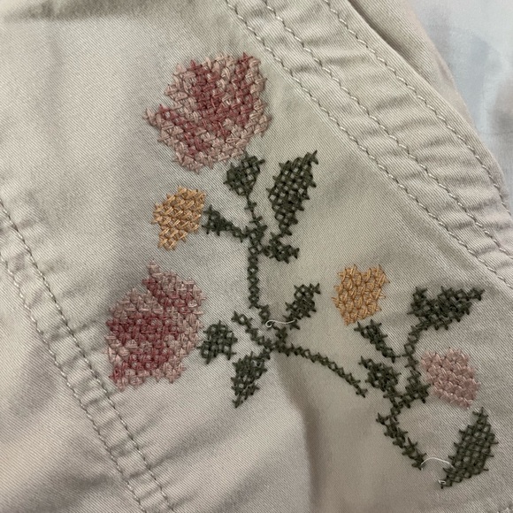 Youth Abercrombie tan cargo utility pants 13 14 Short cotton elastane embroidery - Picture 7 of 13